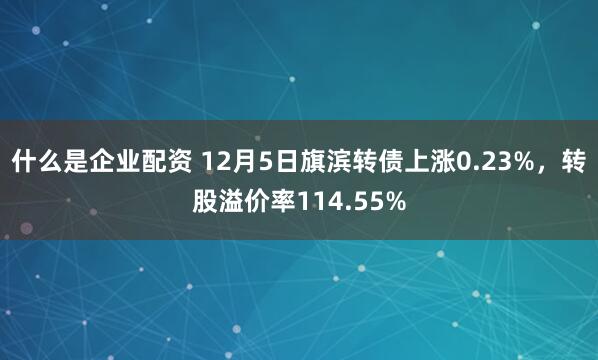 什么是企业配资 12月5日旗滨转债上涨0.23%，转股溢价率114.55%