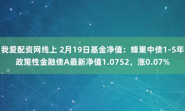 我爱配资网线上 2月19日基金净值：蜂巢中债1-5年政策性金融债A最新净值1.0752，涨0.07%