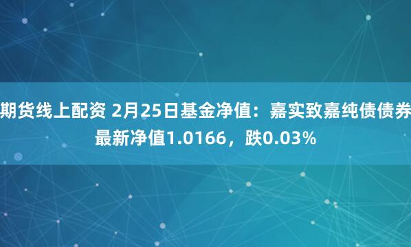 期货线上配资 2月25日基金净值：嘉实致嘉纯债债券最新净值1.0166，跌0.03%